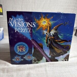 Magic Visions Wizard's Touch BLACK LIGHT PUZZLE 100 PCs Compl Pen Needs Battery